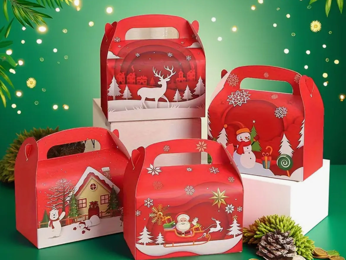 Gift Treat Box Red Assorted Xmas Designs