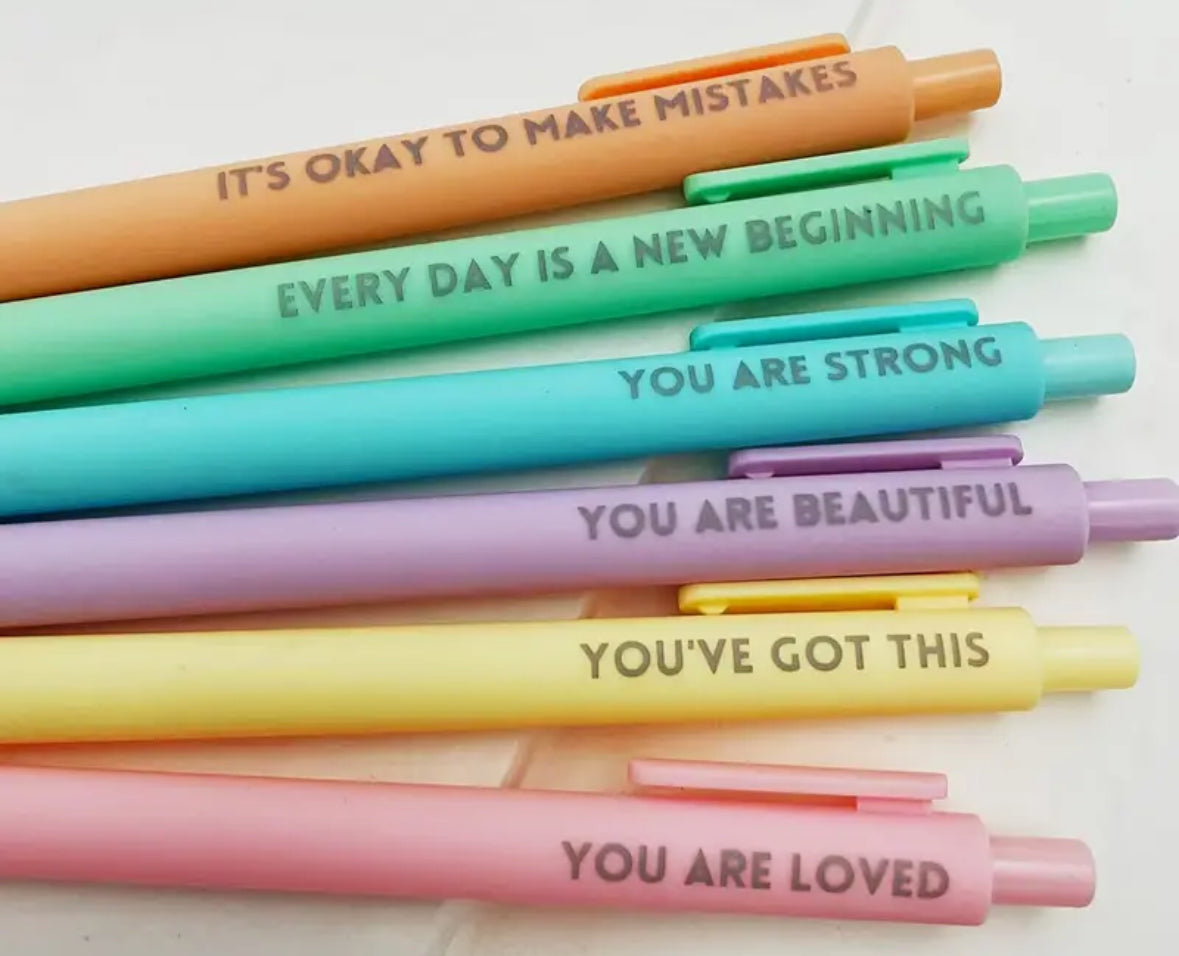 Ballpoint Pen x 6 Pack Motivational Quotes