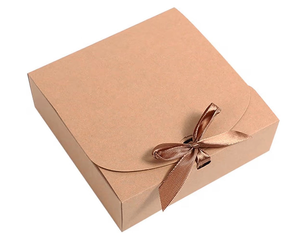 Kraft Gift Box Gold Ribbon - Small