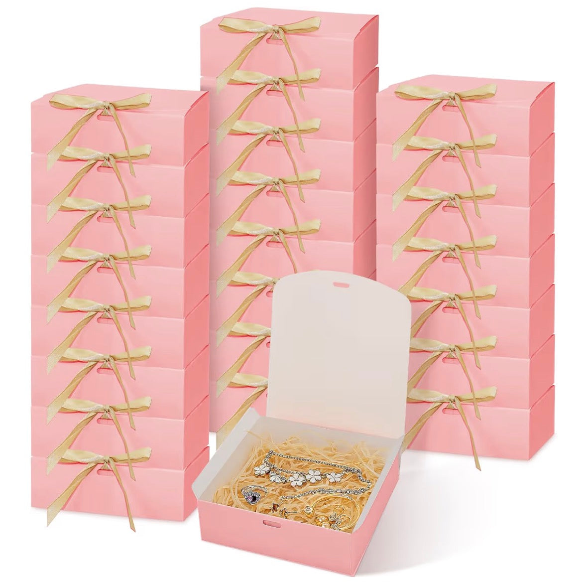 Pink Gift Box with Gold Ribbon