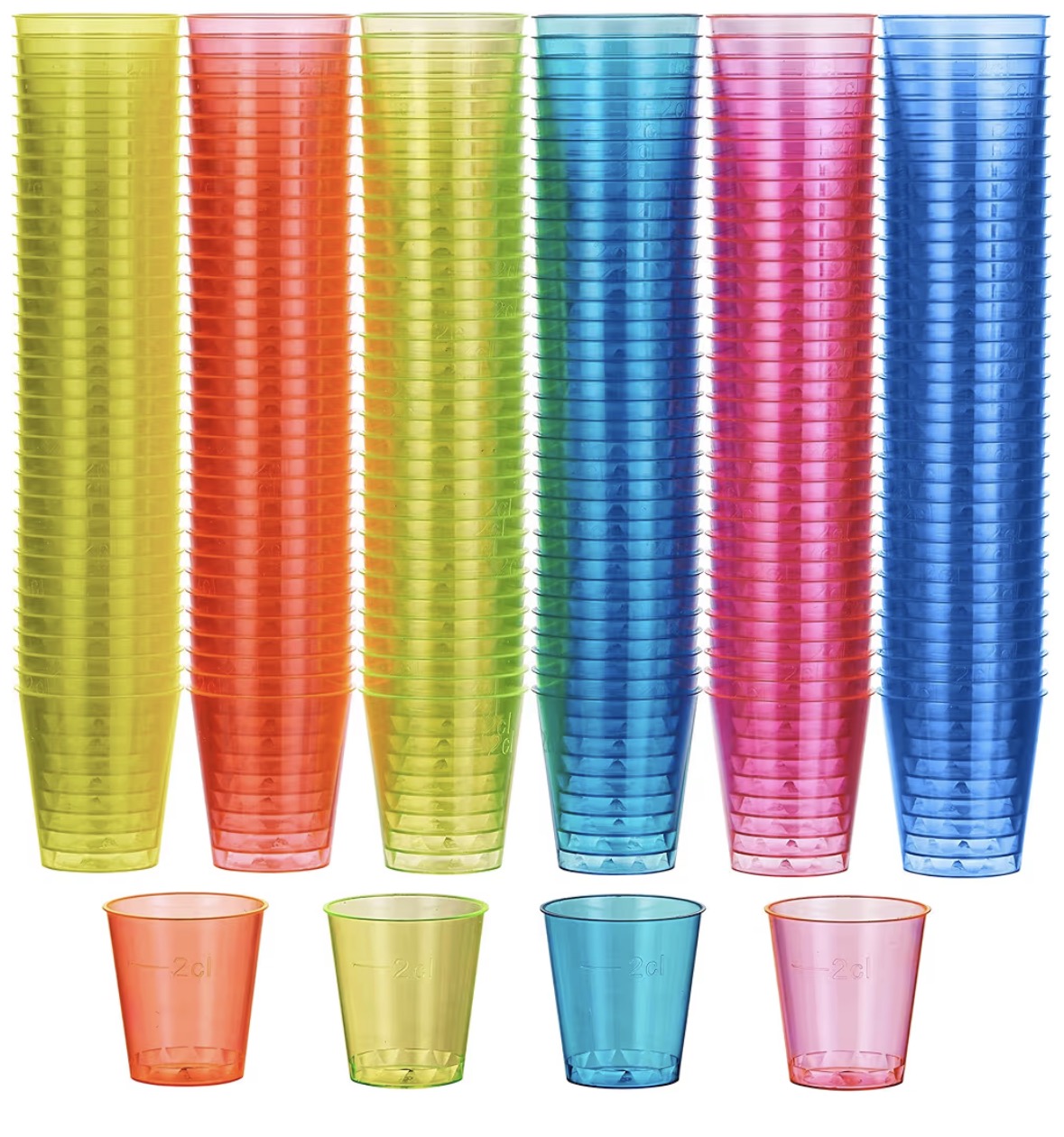 Shot Glasses (10 per pack) Neon. Choose Colours
