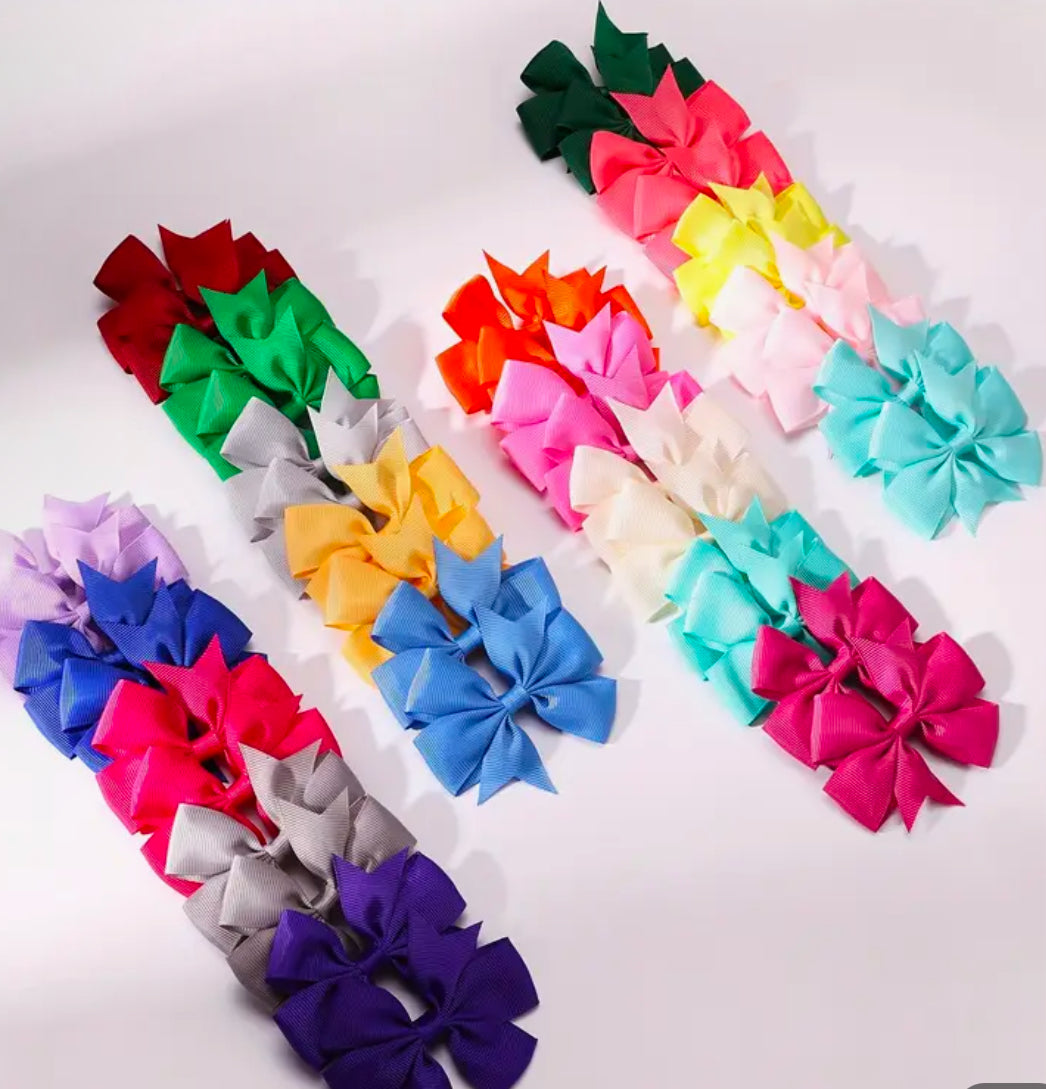 Grosgrain Hair Bow on Metal Clip 3 inch (7.6cm)