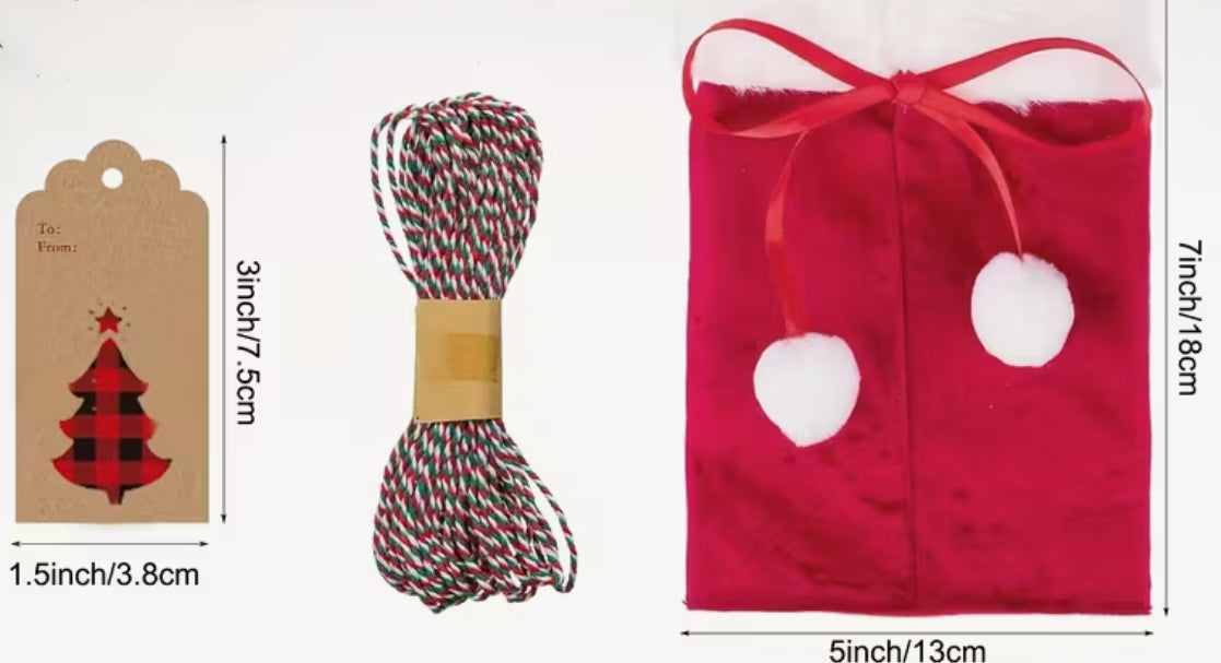 Christmas Velvet Drawstring Santa Bag - Large 18 cm