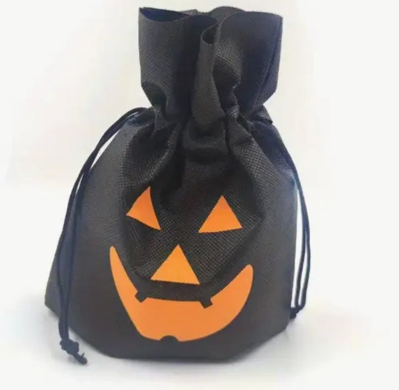 Halloween Large Drawstring Pouches Black / Orange
