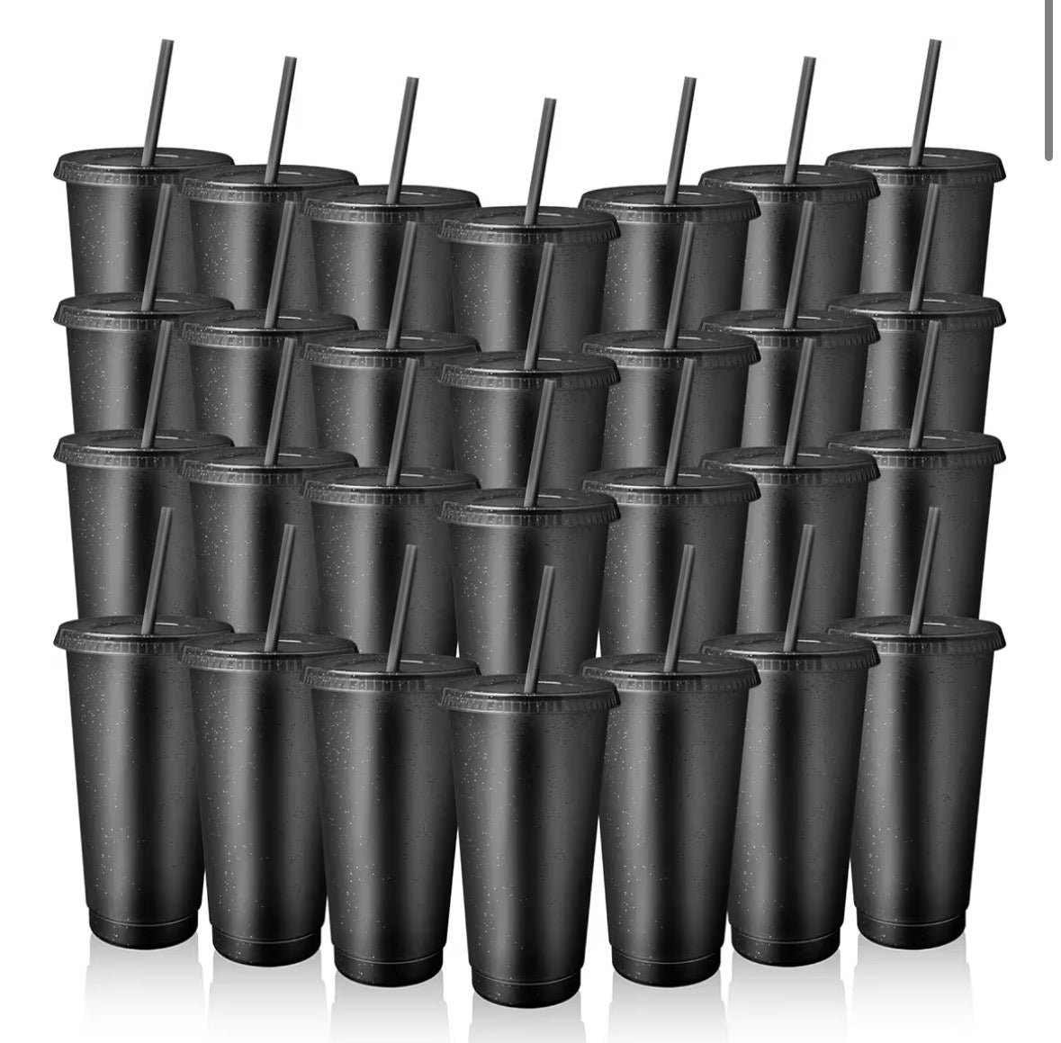 Cup 24oz Black Glitter with Lid & Straw