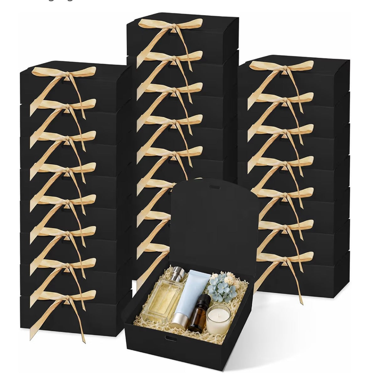 Black Gift Box with Gold Ribbon