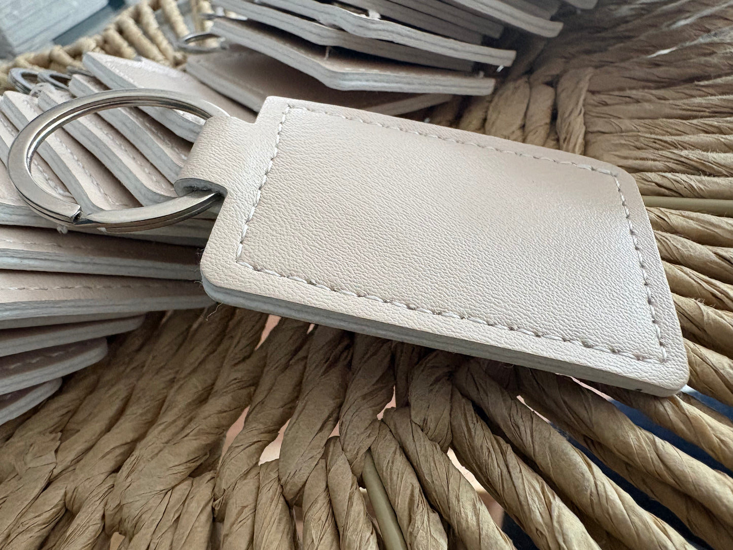 Keyring Beige PU Leather