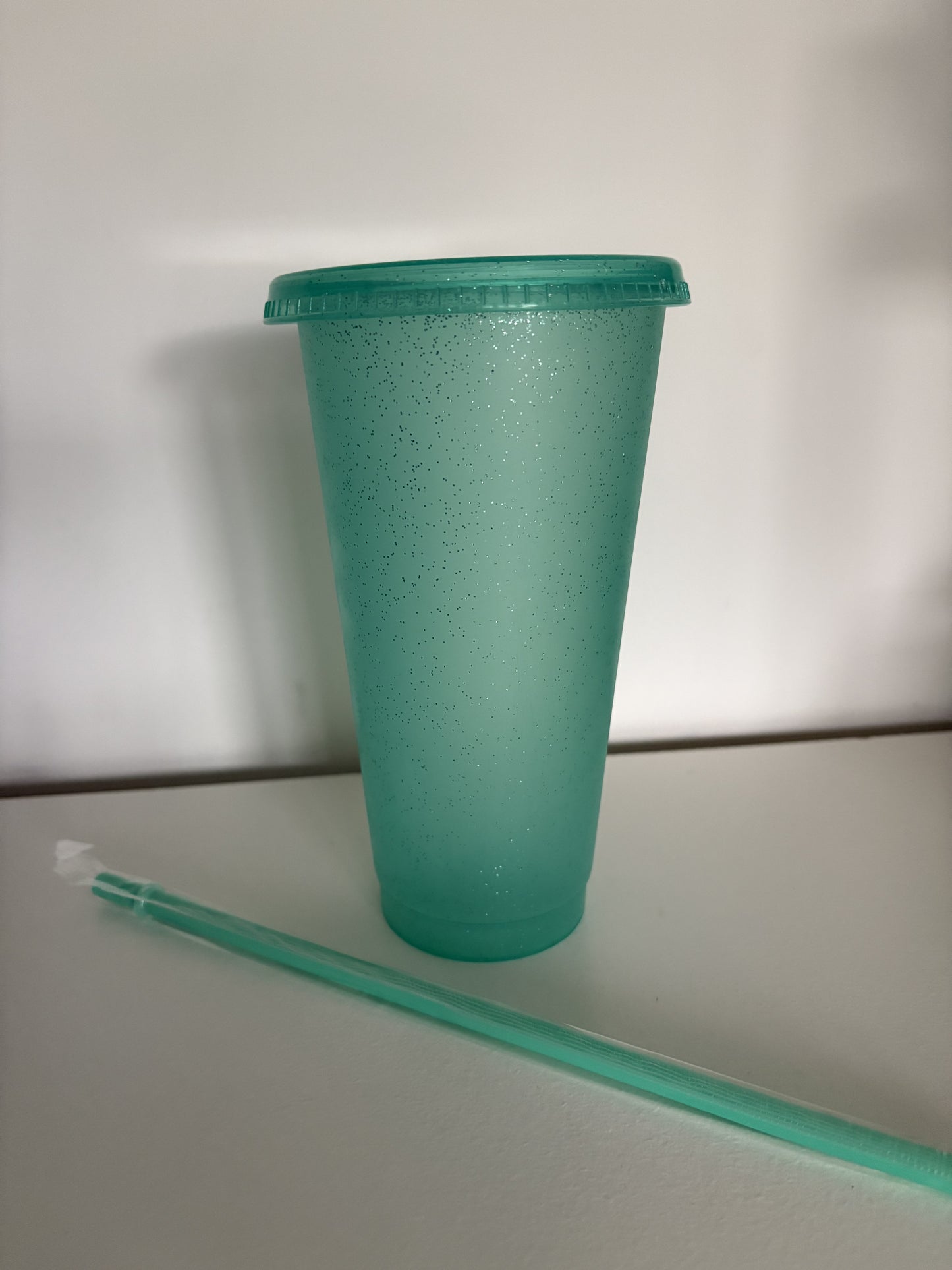 Cup 24oz with Lid & Straw Aqua Glitter