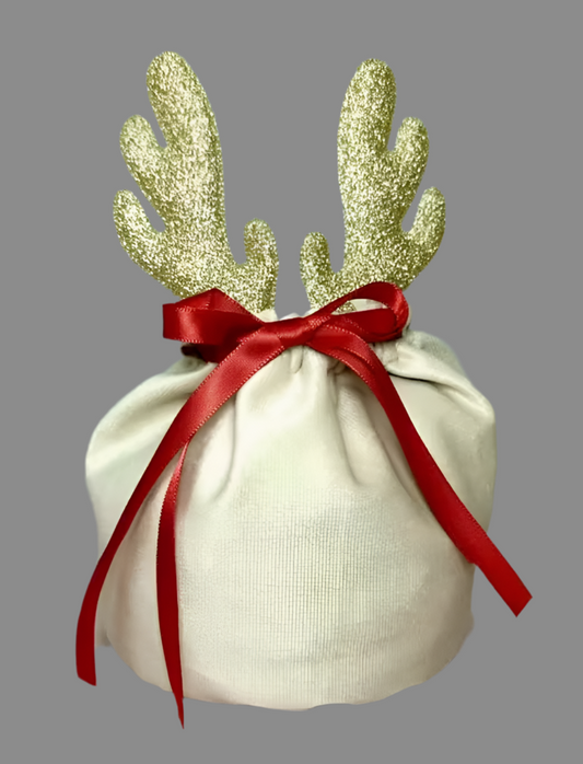 Christmas Golden Antler Drawstring Bag