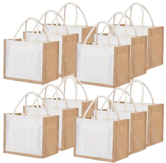 Small Burlap Tote with Sublimation / HTV Panel