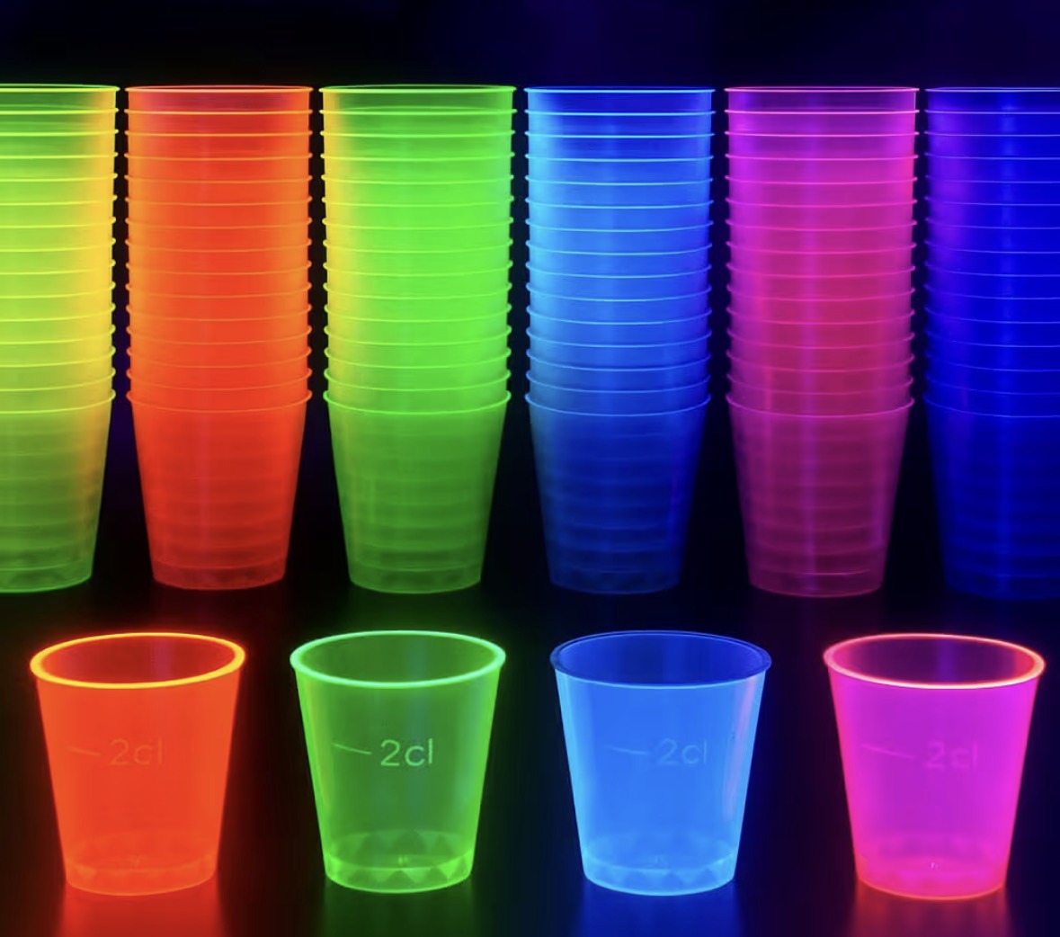 Shot Glasses (10 per pack) Neon. Choose Colours