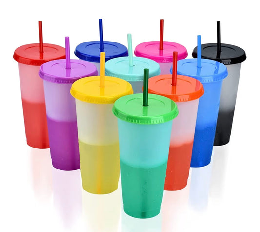 Colour Change Cup with Lid & Straw