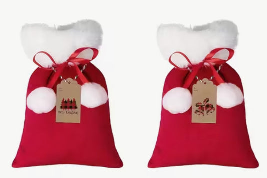 Christmas Velvet Drawstring Santa Bag - Large 18 cm