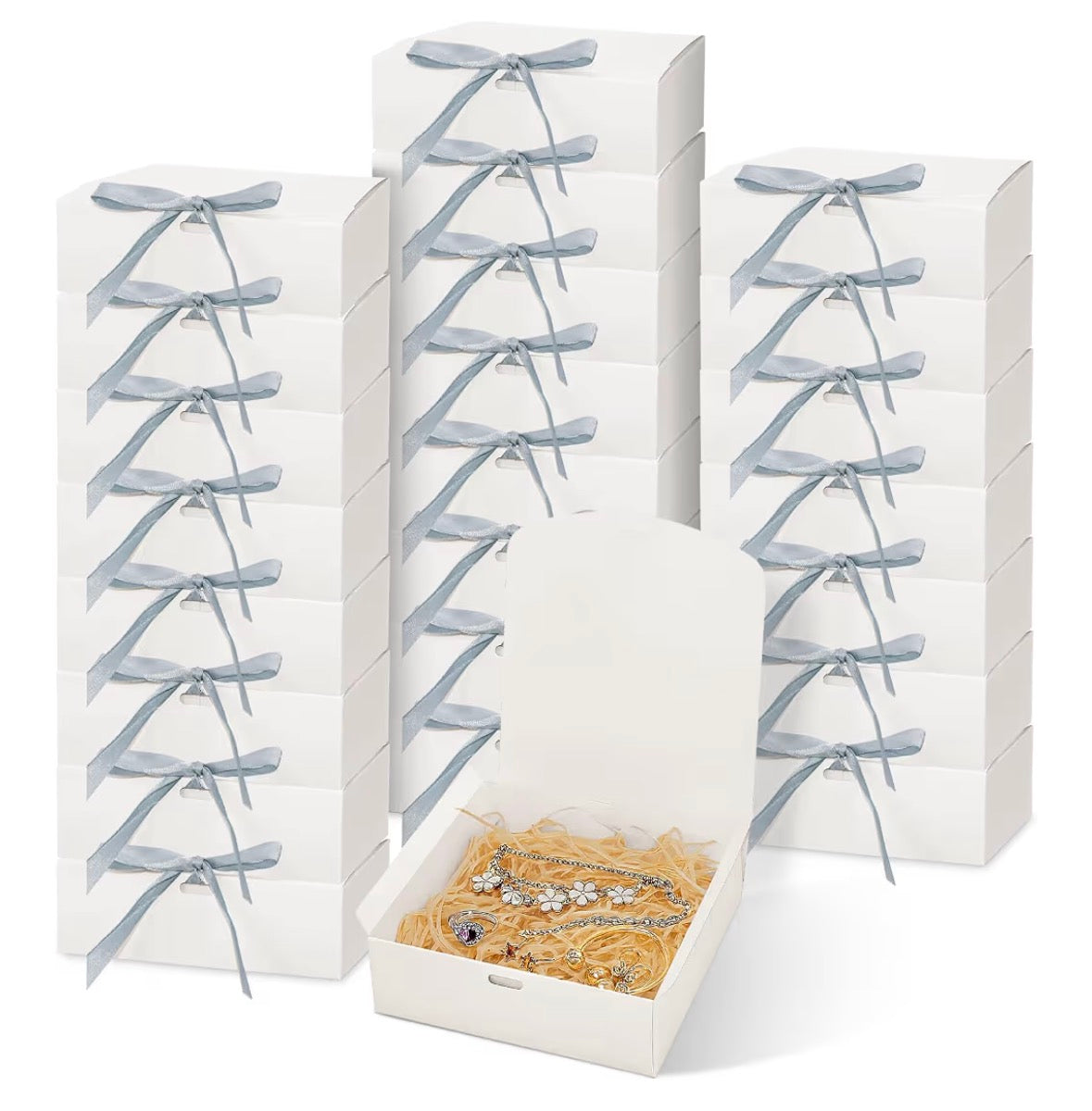 White Gift Box with Silver Ribbon