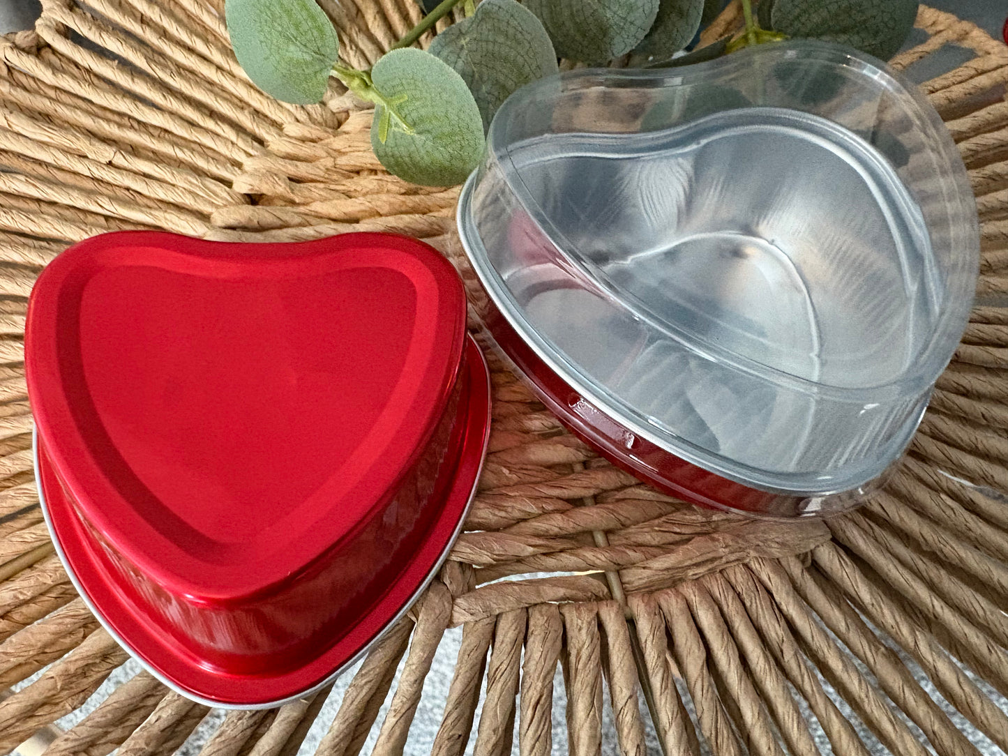 Heart Foil Sweet Tin with Clear Lid