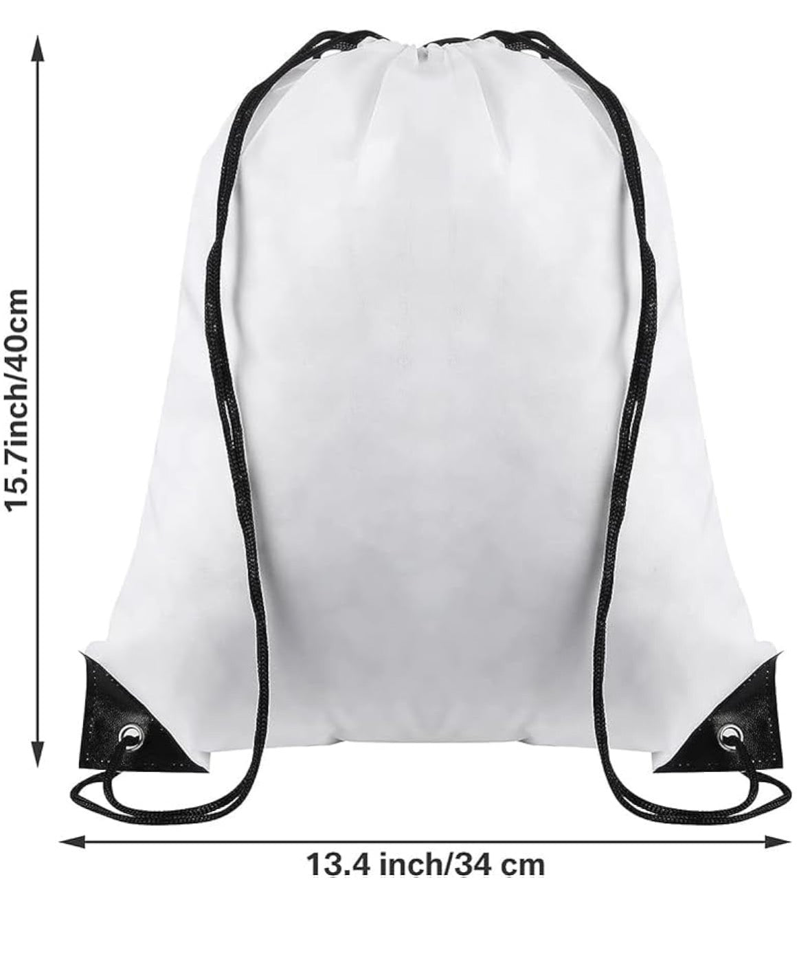 Sublimation Drawstring Rucksack White Polyester Blend Unisex Bag