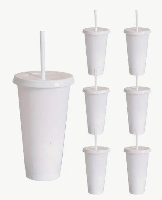 Cup 24oz White with Lid & Straw