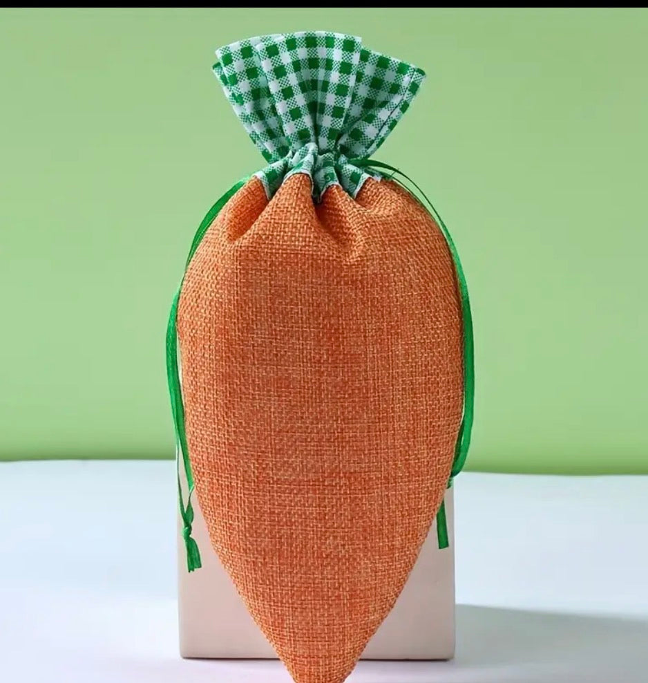 Carrot Linen Drawstring Bag 25cm