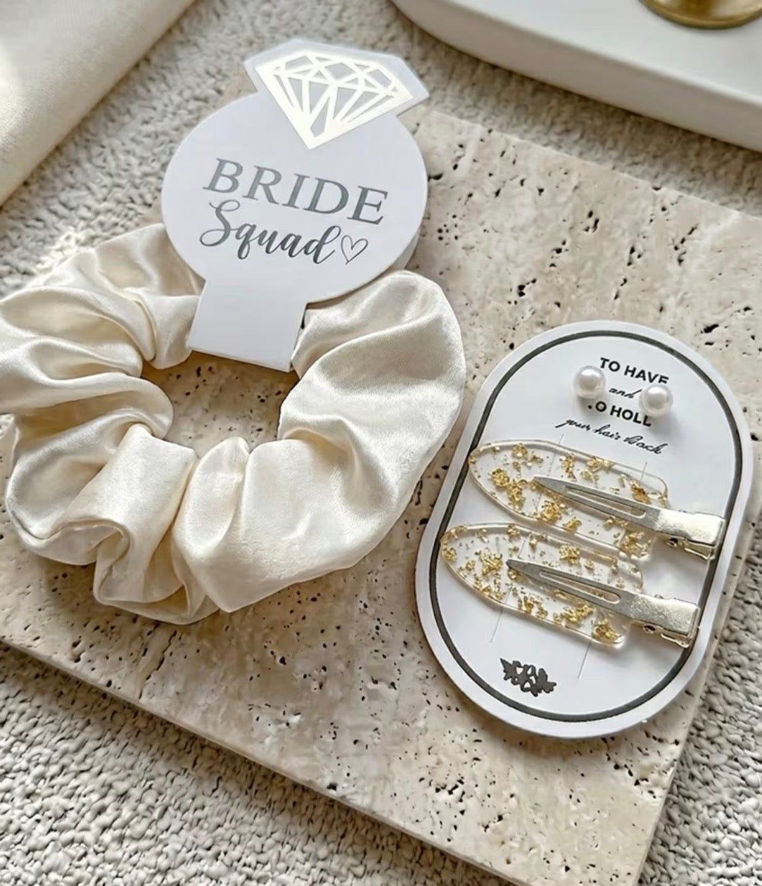 Bride Squad Hair / Earrings Set