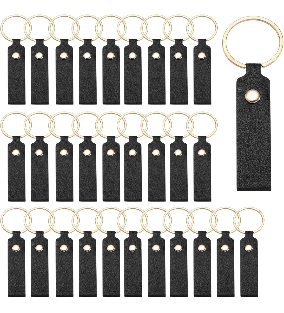 Keyring - Black PU Leather