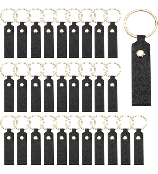 Keyring - Black PU Leather