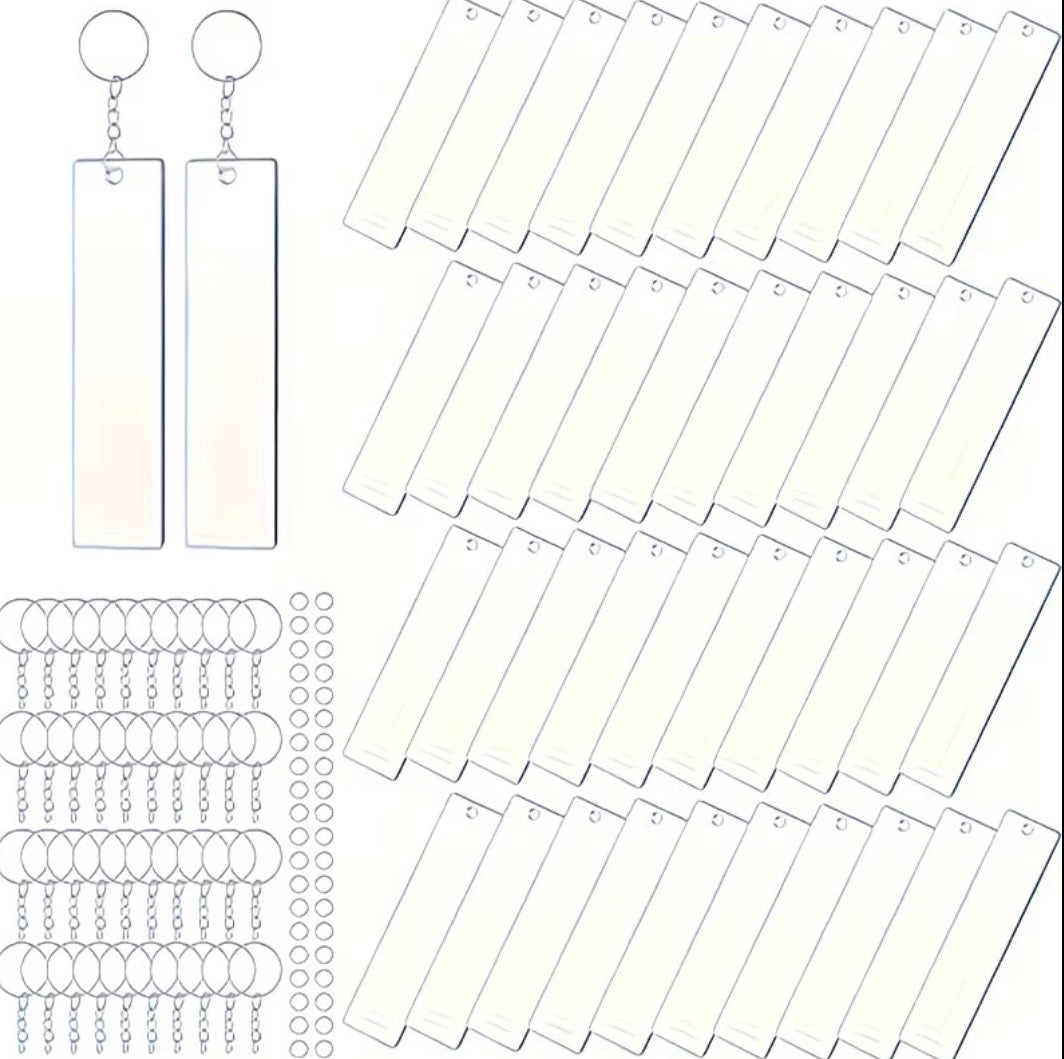 Acrylic Rectangular Keyring & Chain