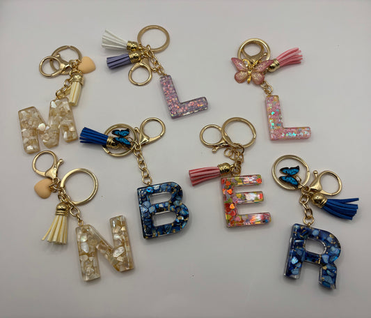 Resin Letter Initial Keyring