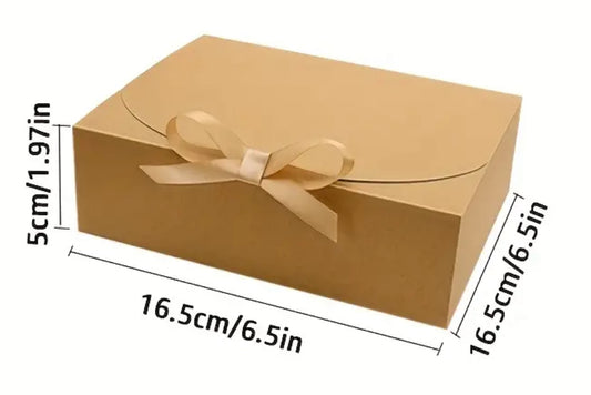 Gift Box - Kraft Brown Medium - Gold Ribbon