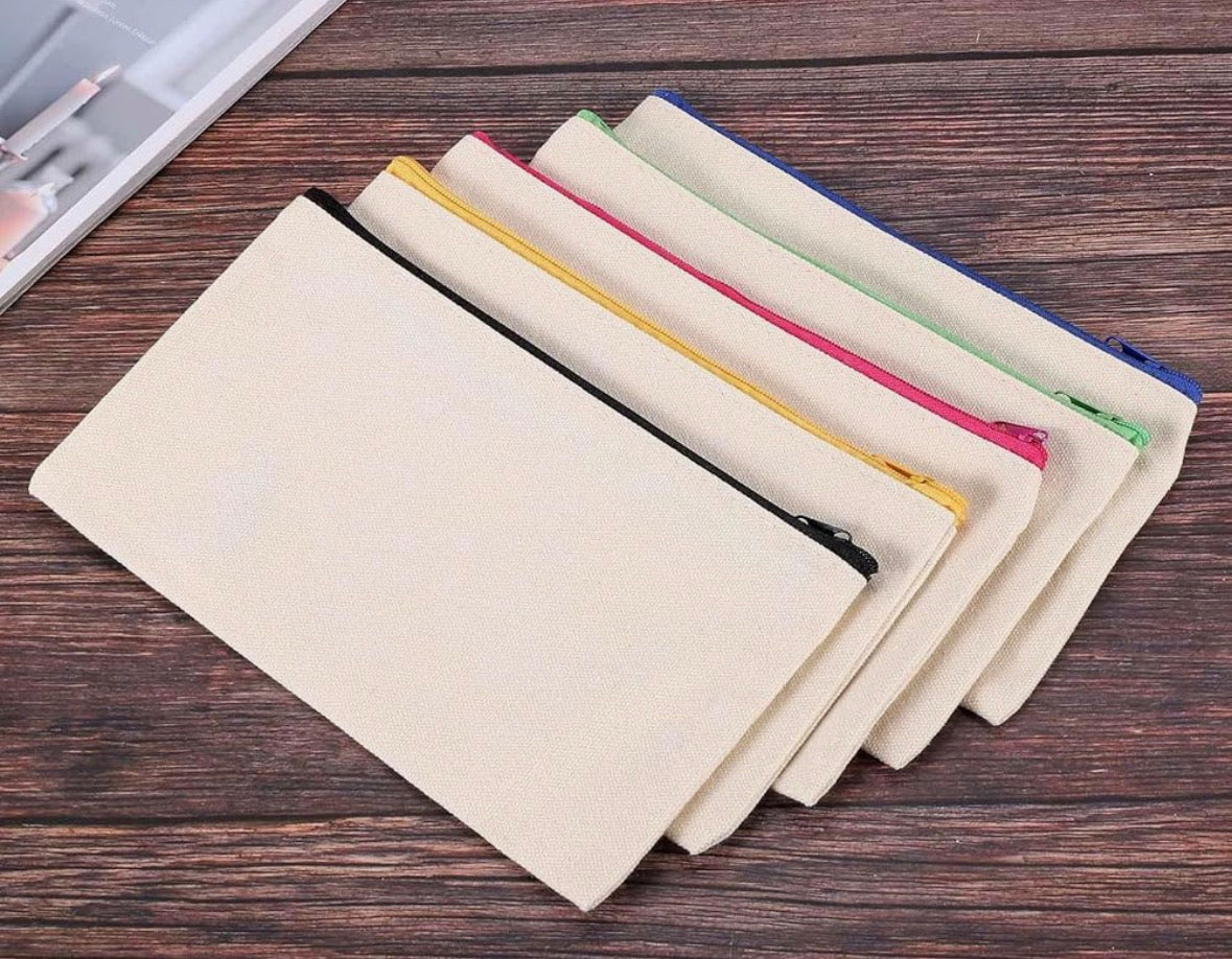 Canvas Zip Pouch Coloured Zips