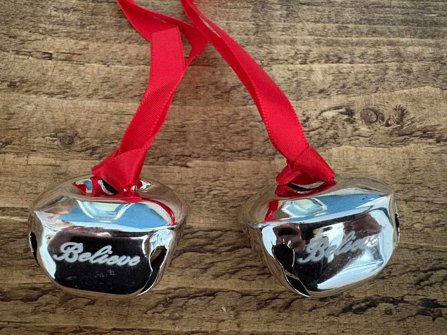 Giant 4.5cm Silver Christmas Believe Bell