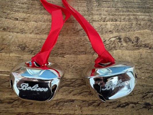 Giant 4.5cm Silver Christmas Believe Bell