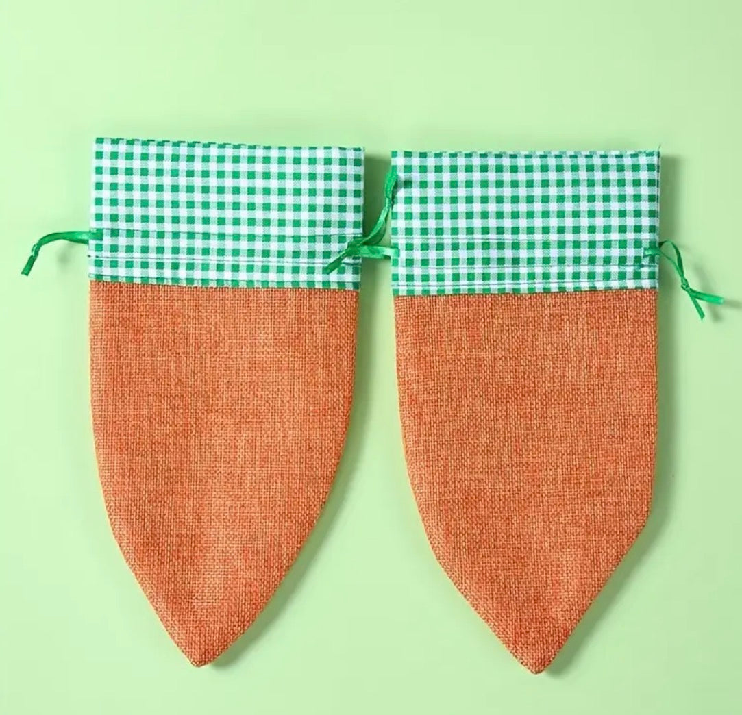 Carrot Linen Drawstring Bag 25cm