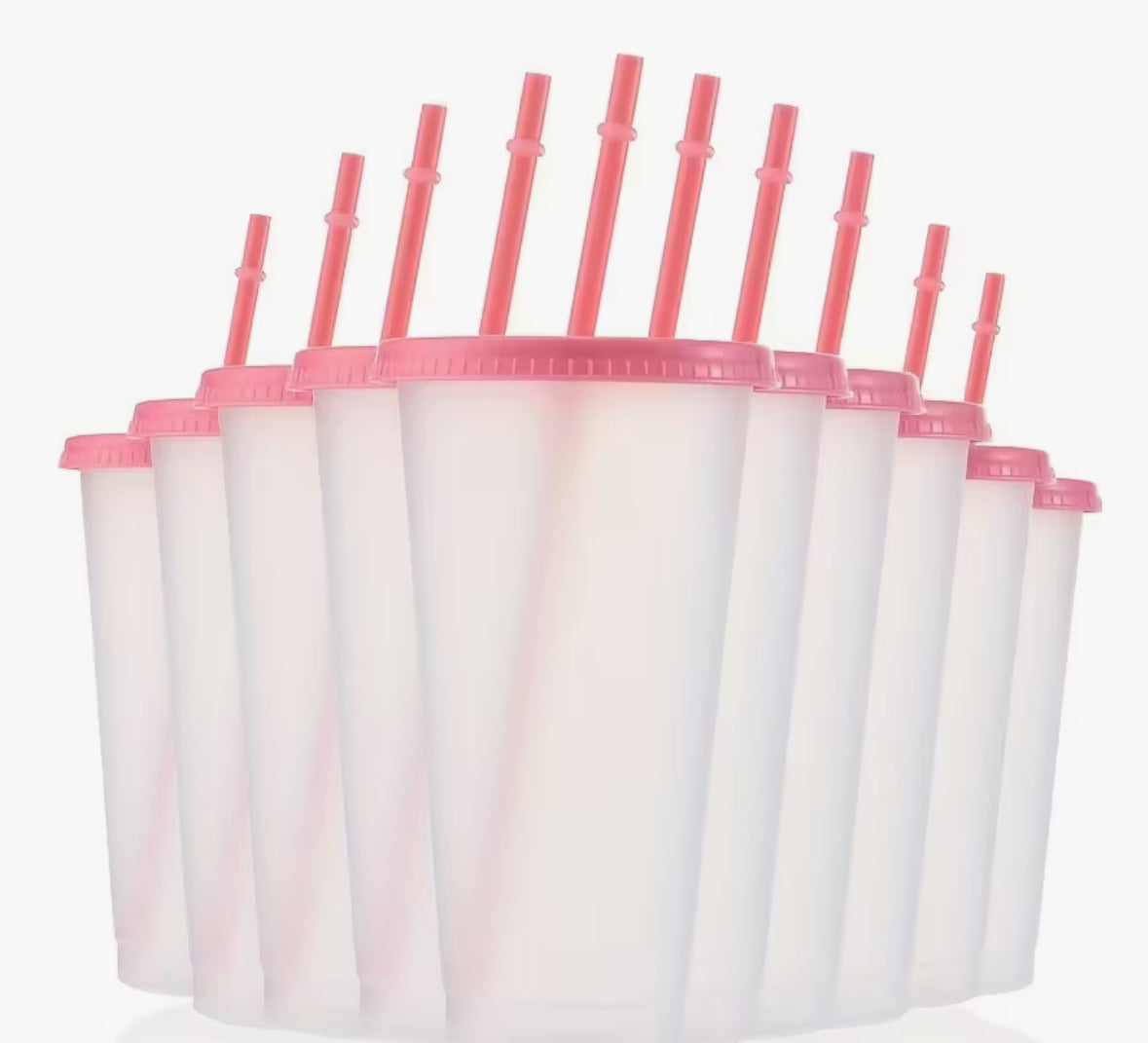 Cup 24oz Clear with Pink Lid & Straw