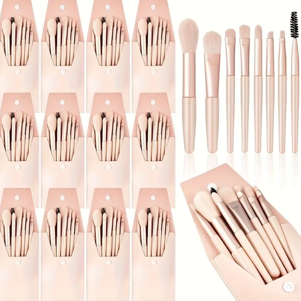 Make Up Brush Set in Case Light Pink