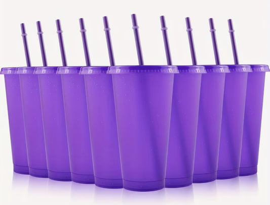 Cup 24oz with Lid & Straw Purple Glitter