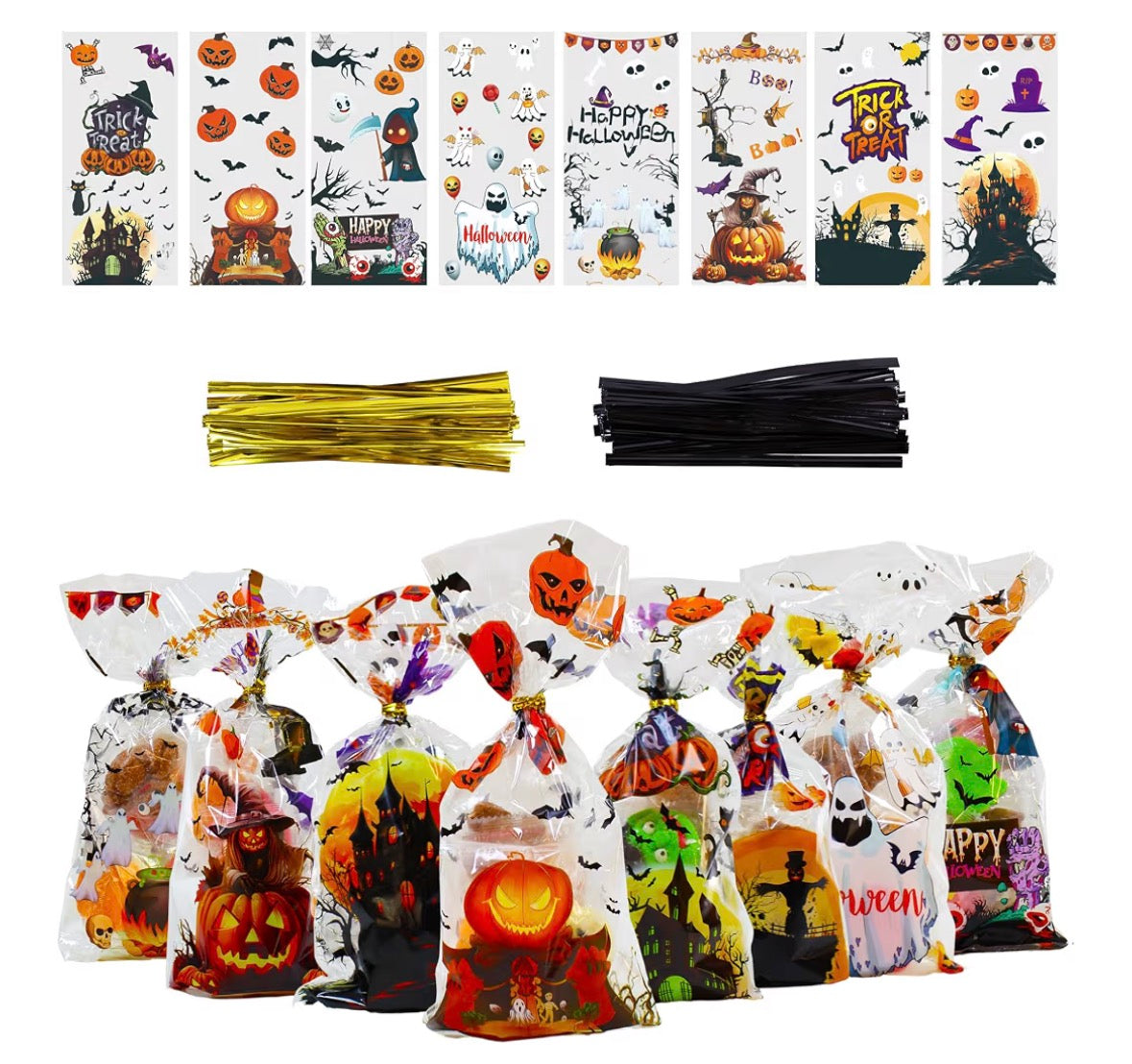 Halloween Cellophane Bags x 10