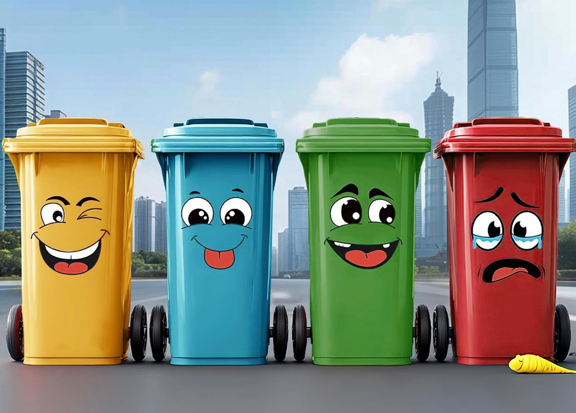 4 Pieces Vinyl Trash Wheelie Bin Stickers