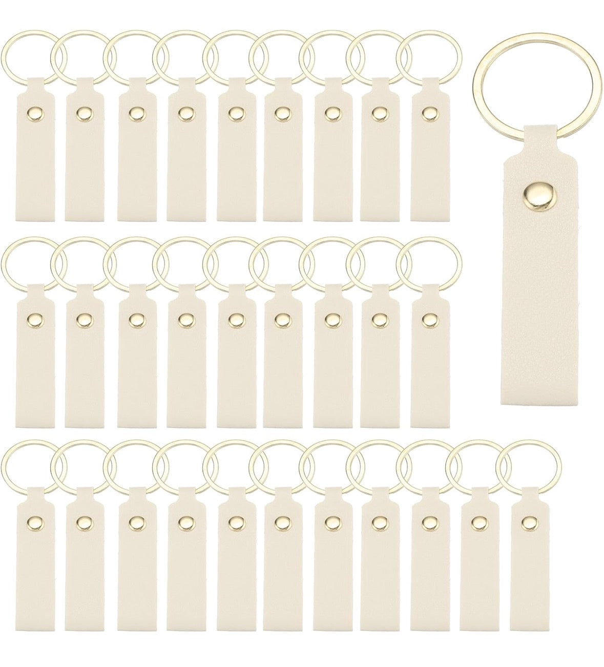 Keyring - Cream PU Leather