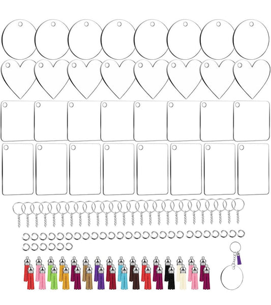 Acrylic Keyring with Chain and Tassel - Choose Shape