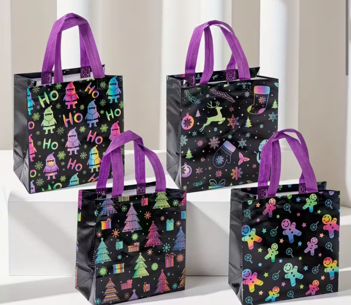 Bright Print Christmas Large Tote Bags