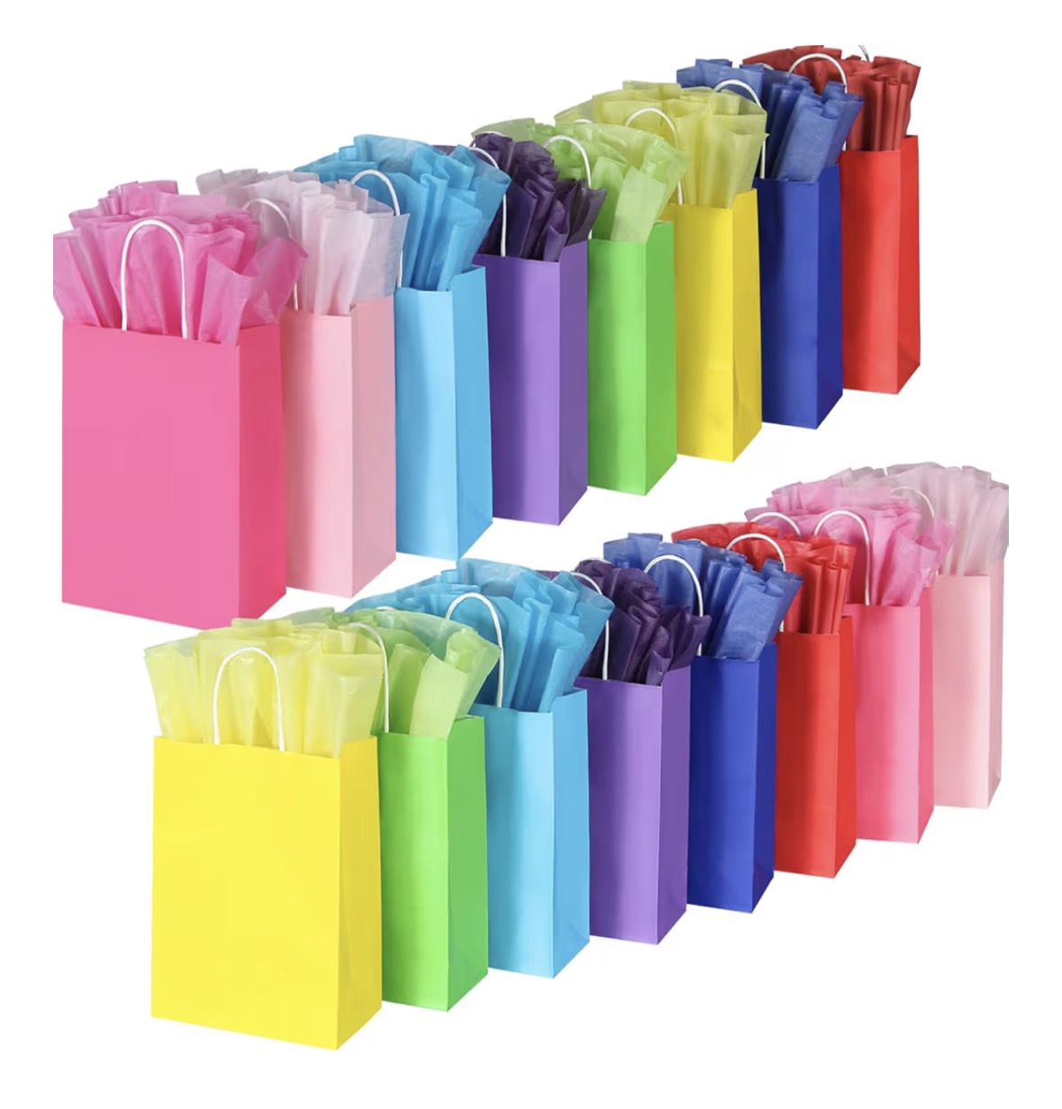 10 Pack Easter Gift Bags with Tissue Paper Inserts