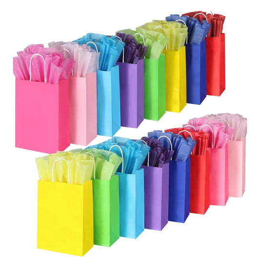 10 Pack Easter Gift Bags with Tissue Paper Inserts