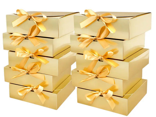 Gift Box - Gold Medium - Gold Ribbon