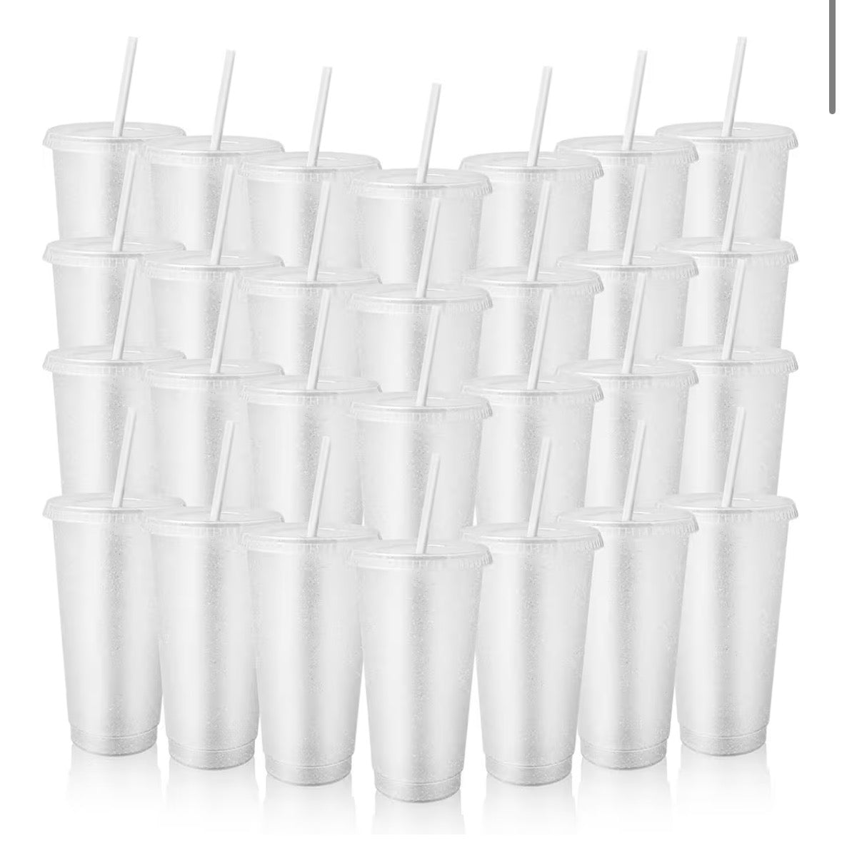 Cup 24oz Clear Glitter with Lid & Straw