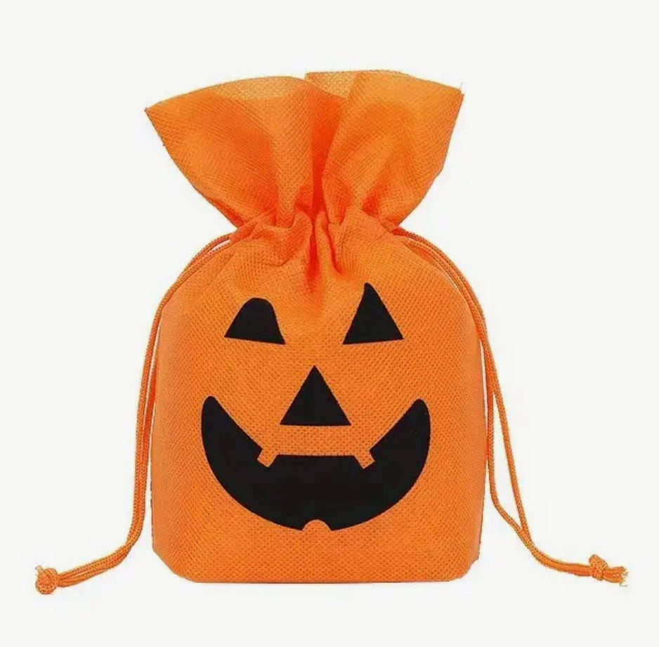Halloween Large Drawstring Pouches Black / Orange