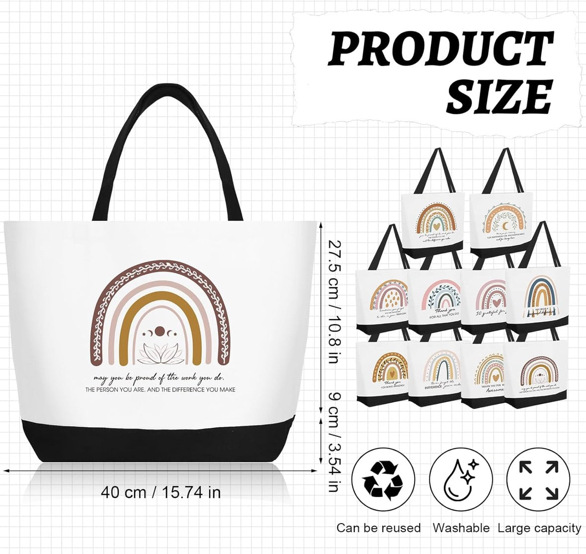 Teacher Cotton Canvas Large Tote Bag - Inspirational Quotes