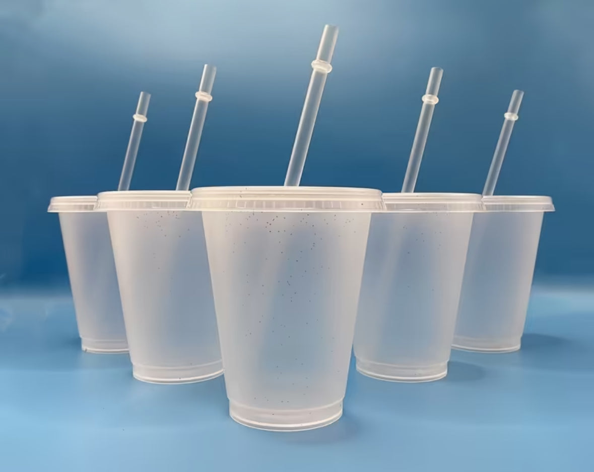 Cup 16oz ( Small ) with Lid & Straw Clear