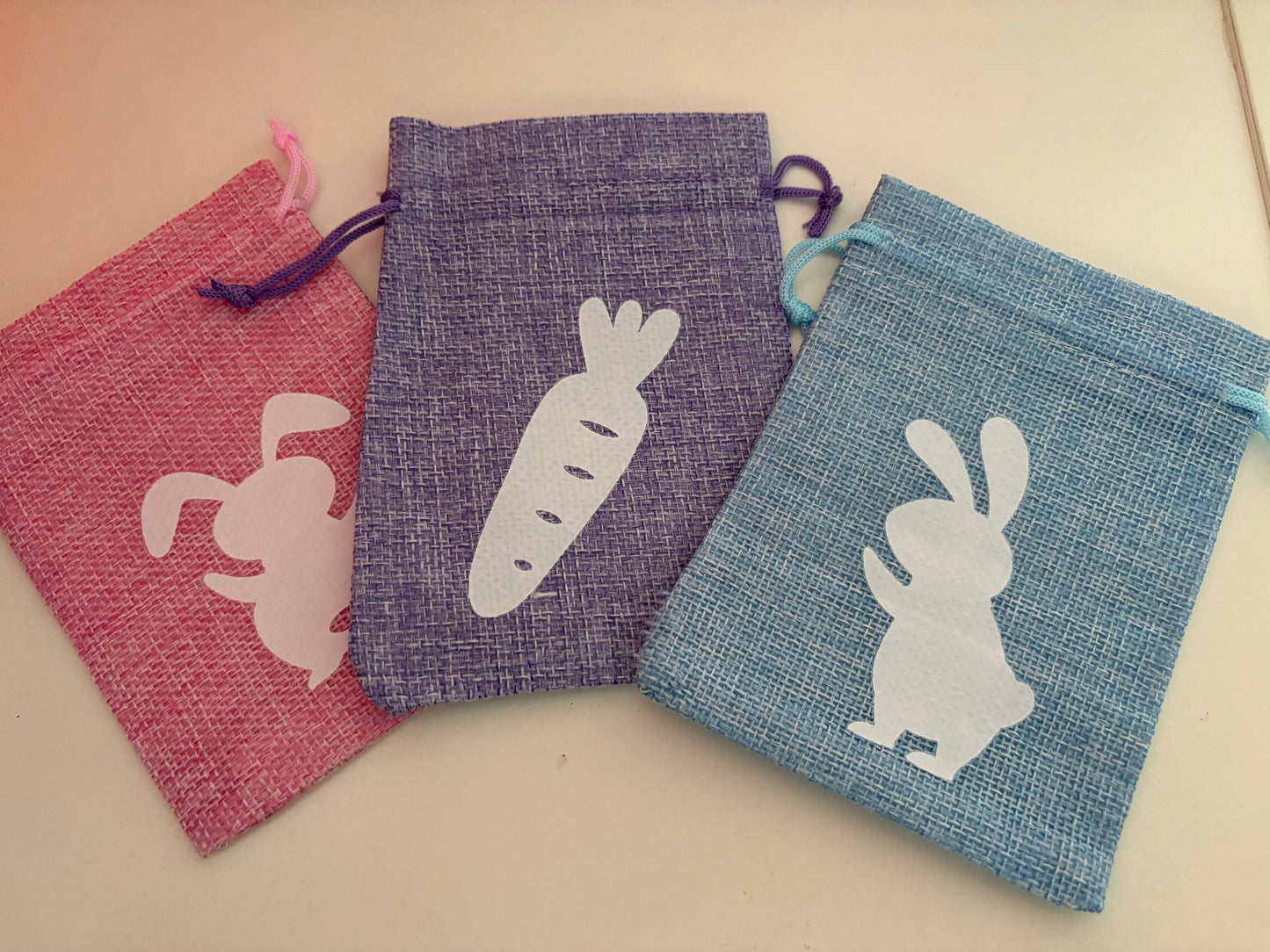 Treat Pouch - Burlap Drawstring Easter - Choose Colour