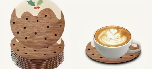 Xmas Pudding Wood Coaster