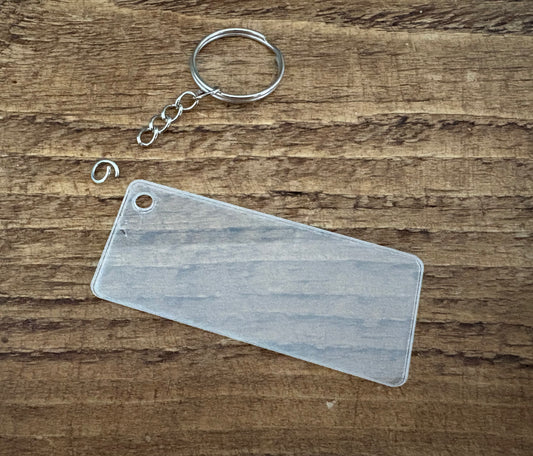 Acrylic Keyring Clear Oblong